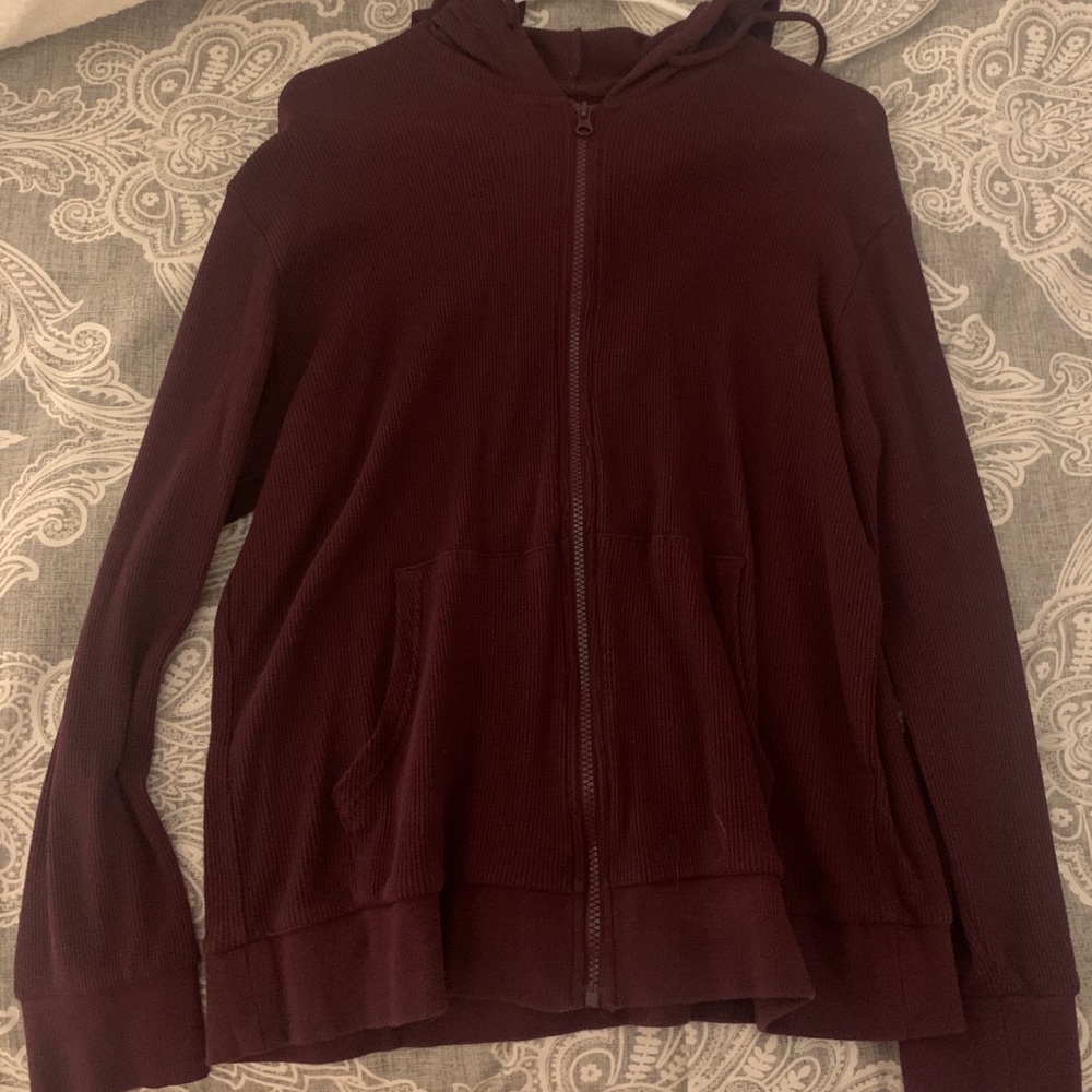 Oversized waffle zip hoodie
